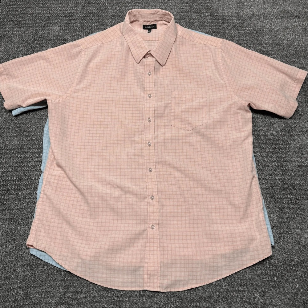 Croft & Barrow‎ Mens Button Up Shirts Lot of 2 Size XL Short Sleeve Plaid